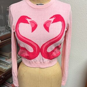 H&M heart flamingo cropped sweater